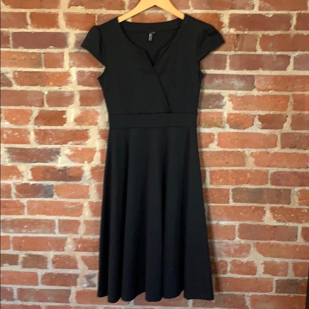 Cap sleeve black dress